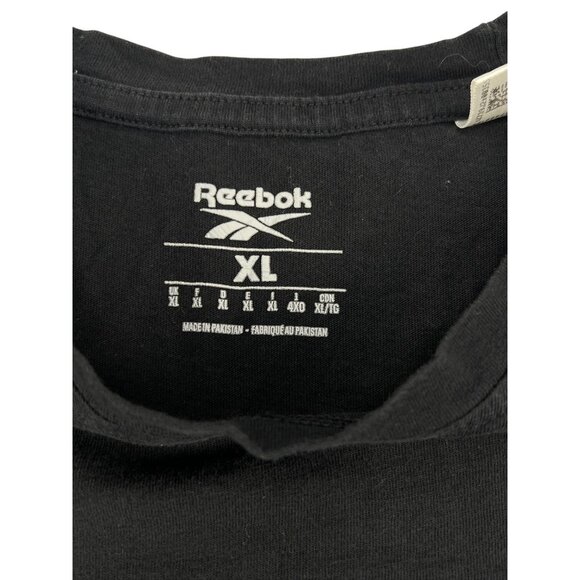 Reebok Mens Black Logo Graphic Tee XL Short Sleeves Gothic Grunge Casual Summer - Picture 3 of 9